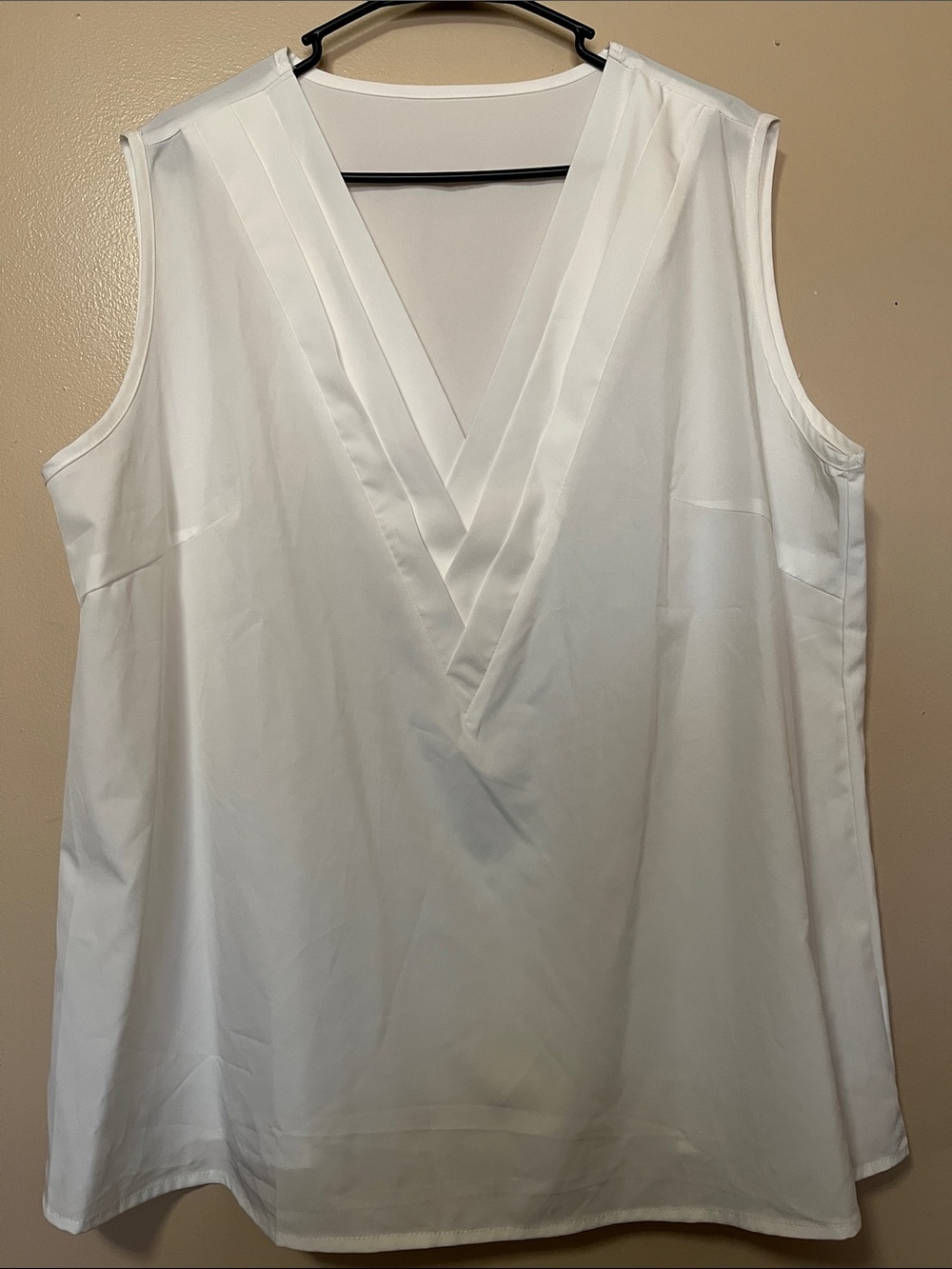 Classic Sleeveless V-Neck Blouse - White